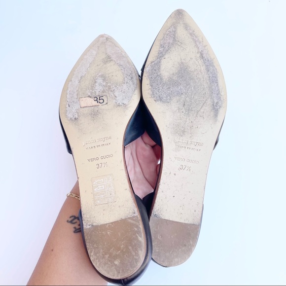 Jenni Kayne D'orsay Black Leather Pointed Flats - Picture 8 of 8